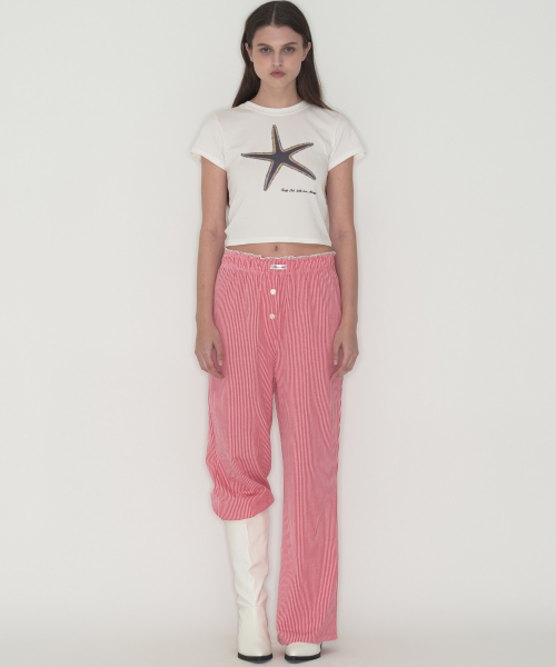 Cozy stripe lace pajamas - Red