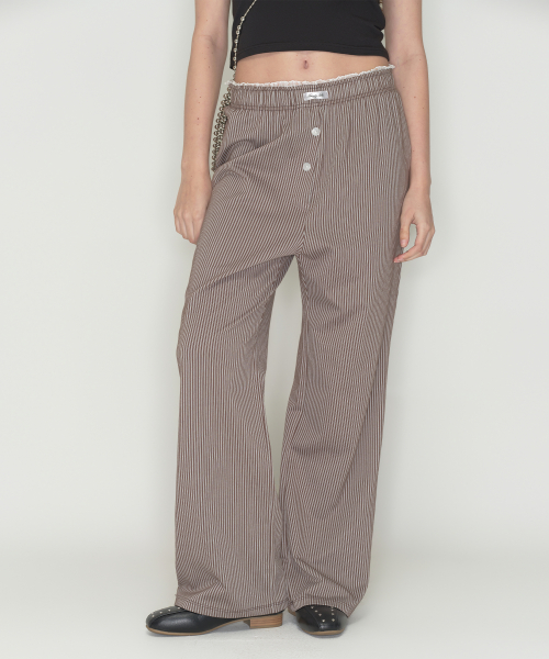 Cozy stripe lace pajamas - Brown