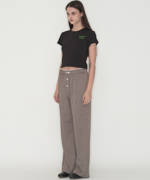 Cozy stripe lace pajamas - Brown