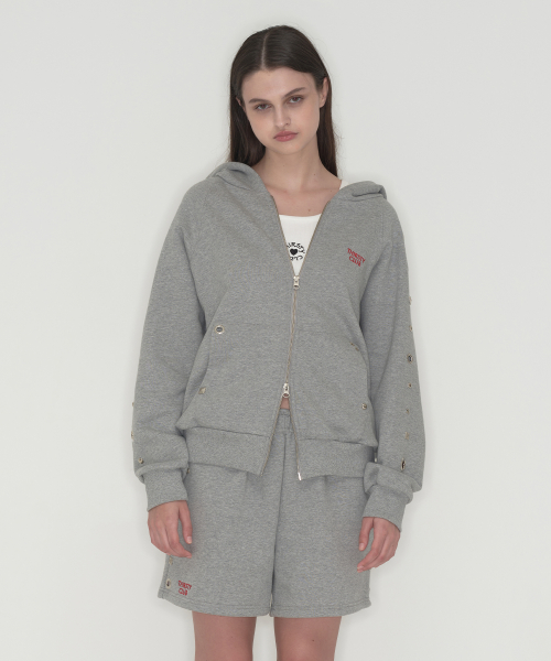 Studded set zip up hoodie - Grey