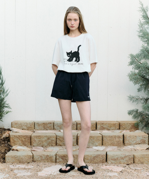 LACE TRACK SHORT PANTS NAVY