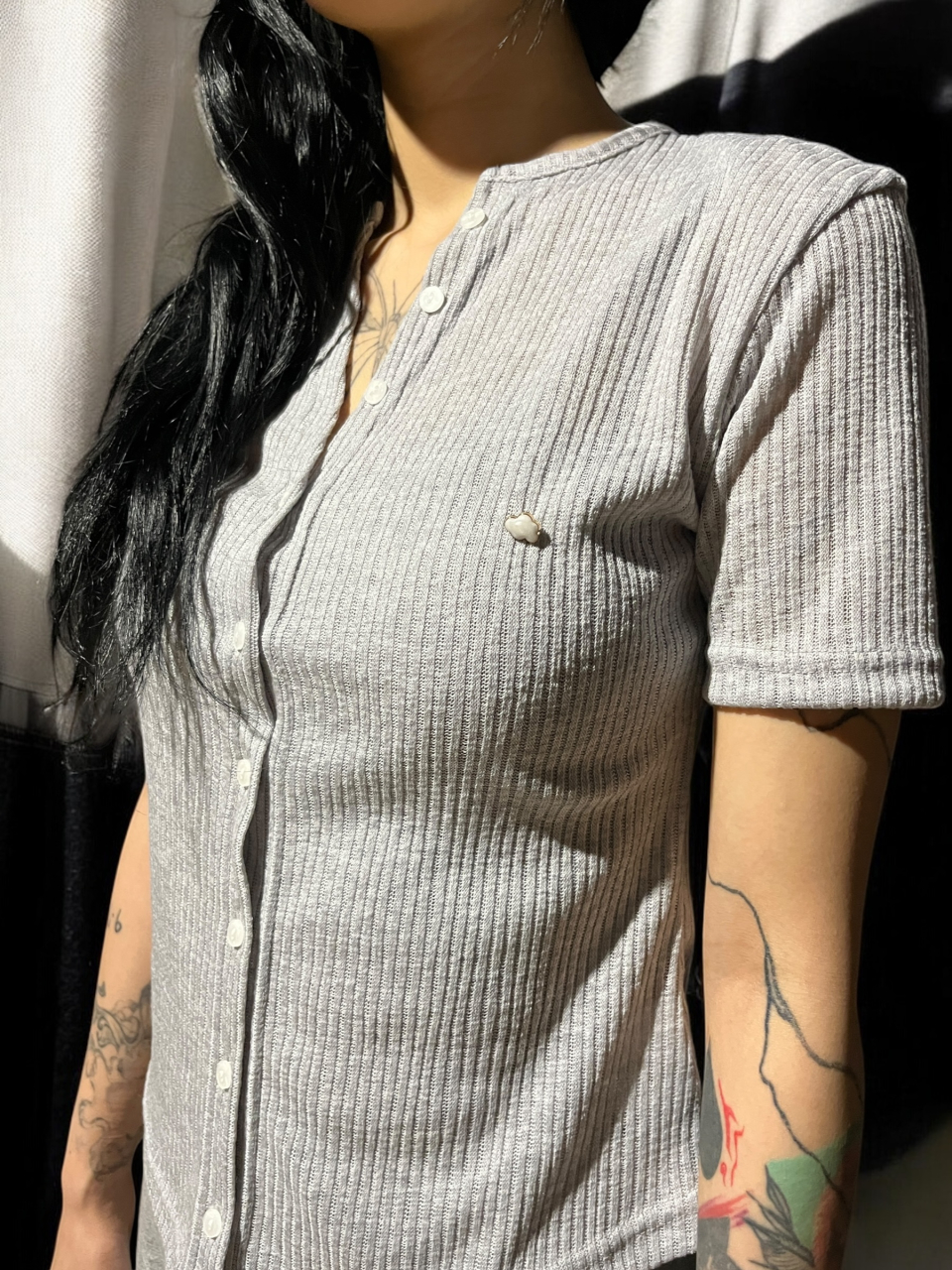 ★BORN SLIPPY★ Cloudy Ribbed ShortSleeve Cardigan Gray MUSINSA | BORN SLIPPY Cloudy Ribbed Short-Sleeve Cardigan (Gray)