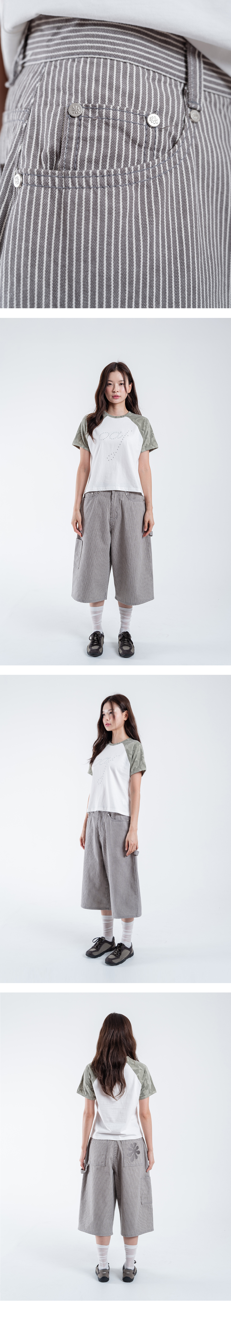 MUSINSA公式 | OAFISH OAF LOGO STRIPE BERMUDA PANTS, GRAY/WHITE