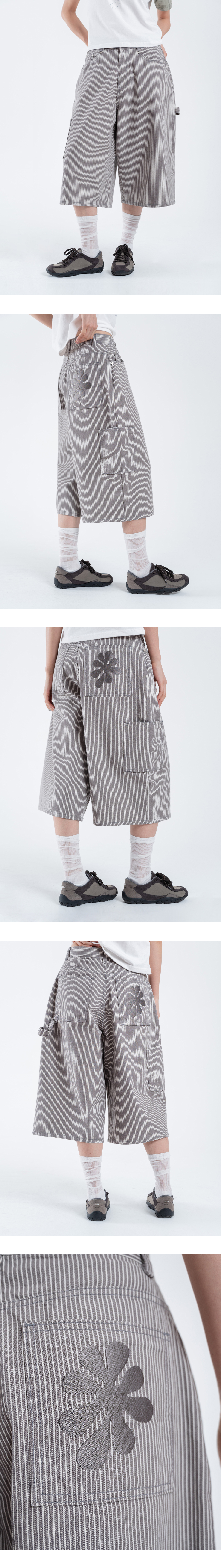 MUSINSA公式 | OAFISH OAF LOGO STRIPE BERMUDA PANTS, GRAY/WHITE