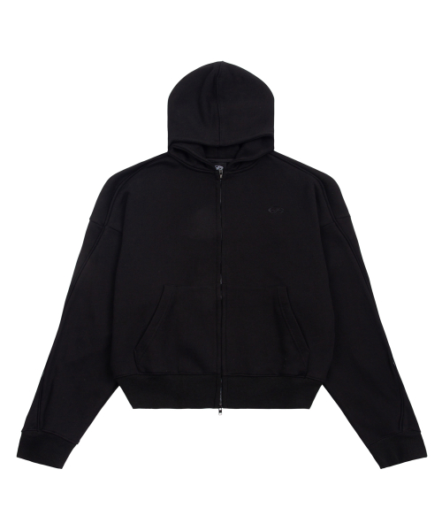 LINE HOODIE ZIP-UP-[BLACK]