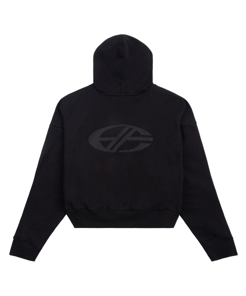 LINE HOODIE ZIP-UP-[BLACK]