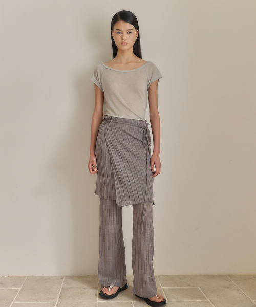 LINEN WRAP PANTS [ BROWN ]