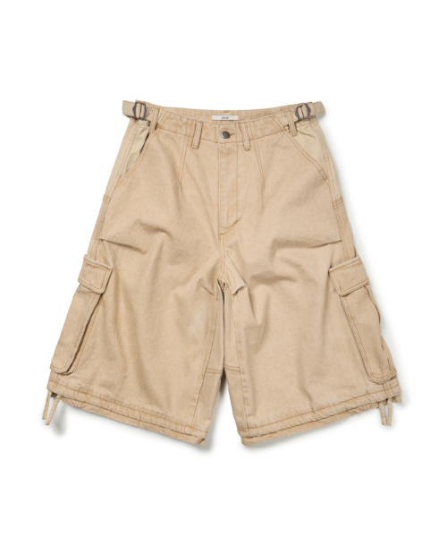 LAYERED BACK CARGO SHORTS (BEIGE)