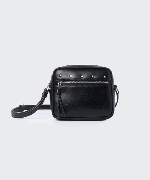 WOMENS STUD MINI CROSS BAG [BLACK]