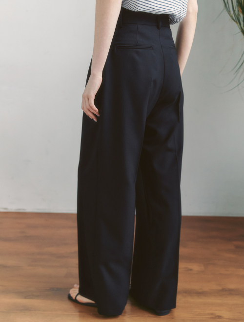 Moment Classic Pintuck Wide Pants - black