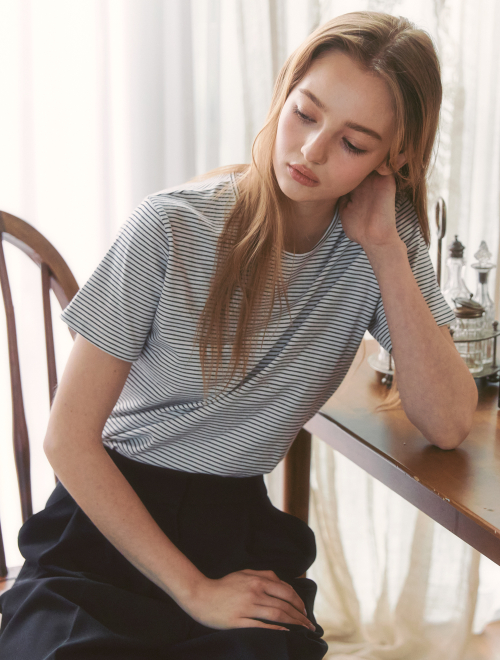 Ray Stripe Short Sleeve T-shirt - white