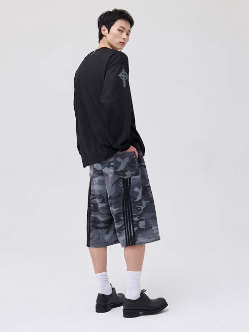 Трикотажные бермуды с принтом Twist Camo-Grey
