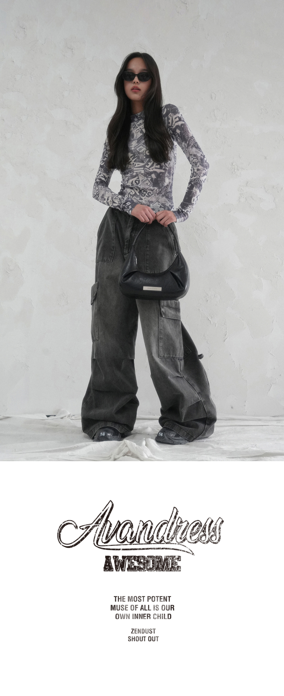 MUSINSA | AVANDRESS Accent Back String Pants BLACK