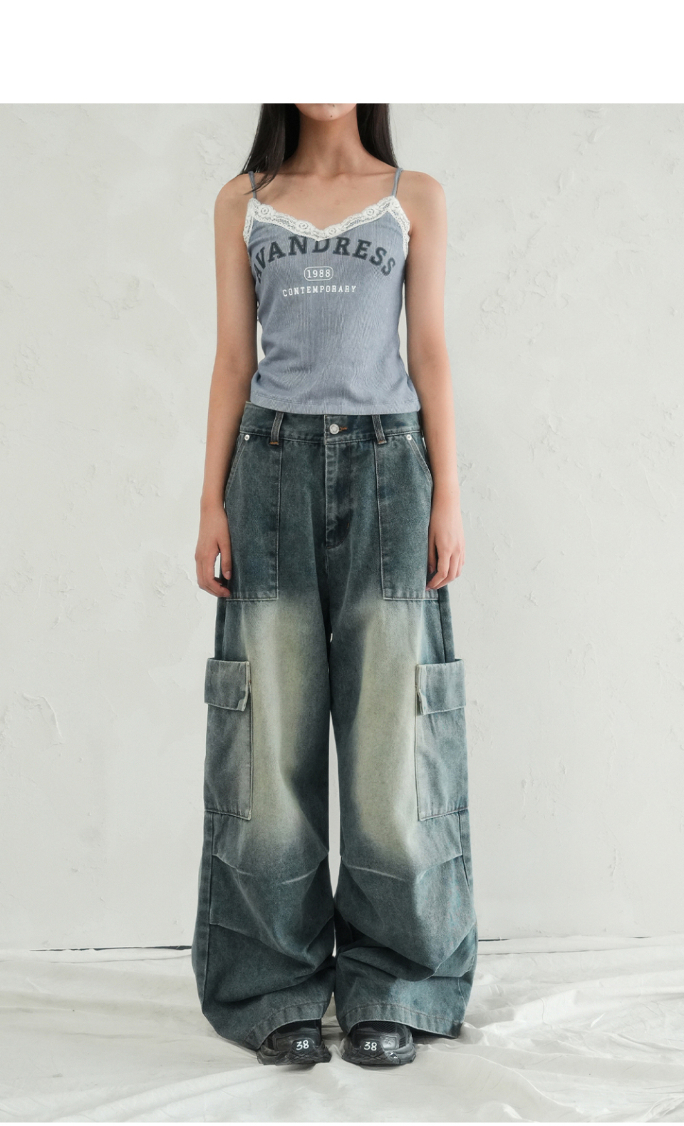 MUSINSA | AVANDRESS Accent Back String Pants BLACK
