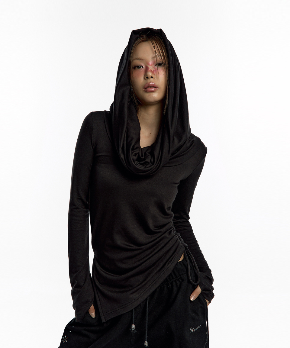 카시코(KASHIKO) Cowl Hood Long Sleeve Black - 사이즈 & 후기