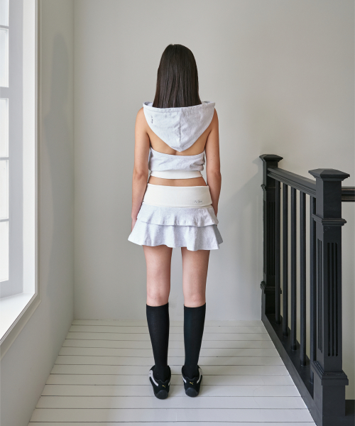 0000 Halter Sleeveless Hoodie белый Melange