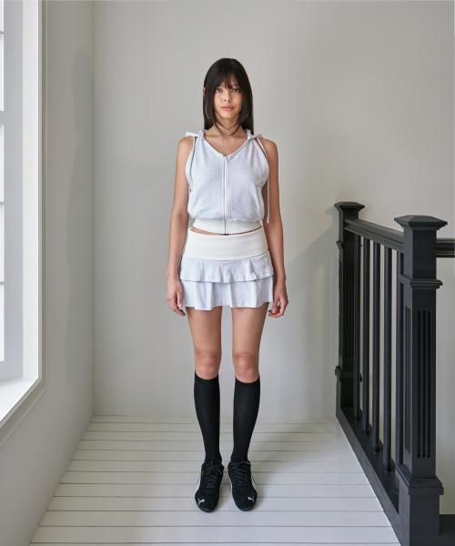 0000 Halter Sleeveless Hoodie белый Melange