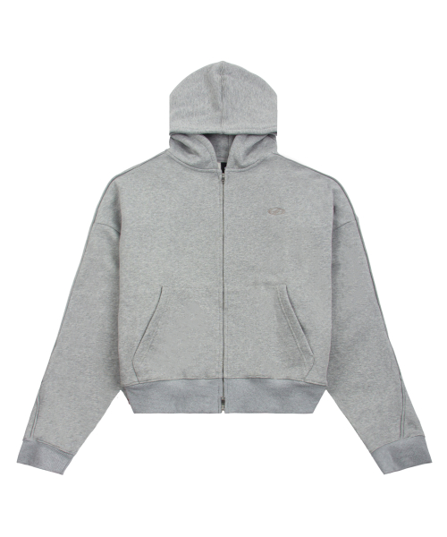 LINE HOODIE ZIP-UP-[GRAY]