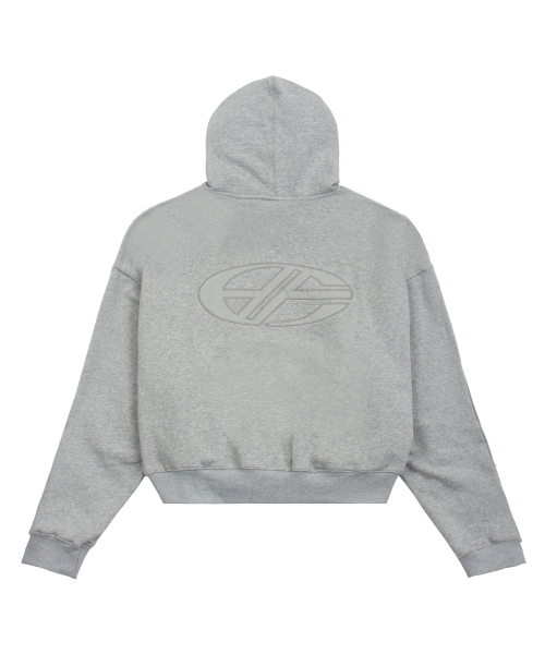 LINE HOODIE ZIP-UP-[GRAY]