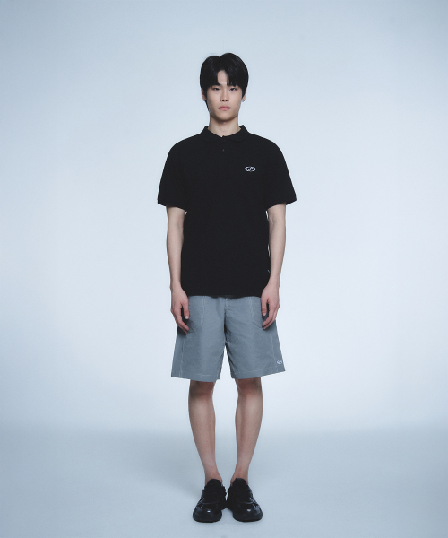 BASIC COLLAR T-SHIRT-[BLACK]