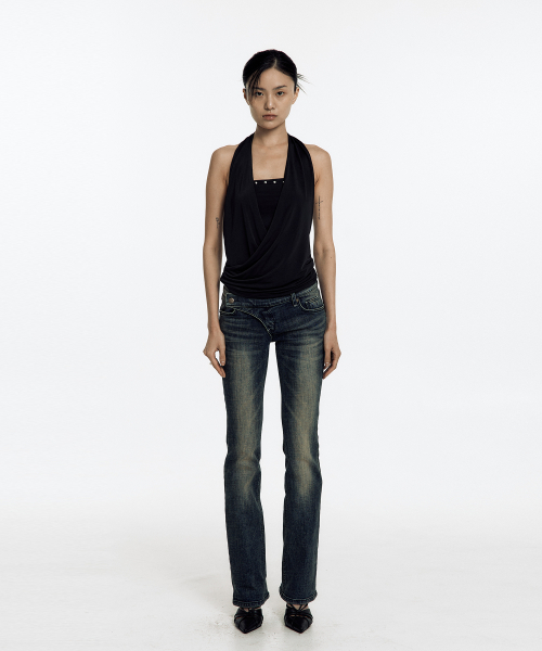 Lowrise Boots Cut Denim Pants Blue