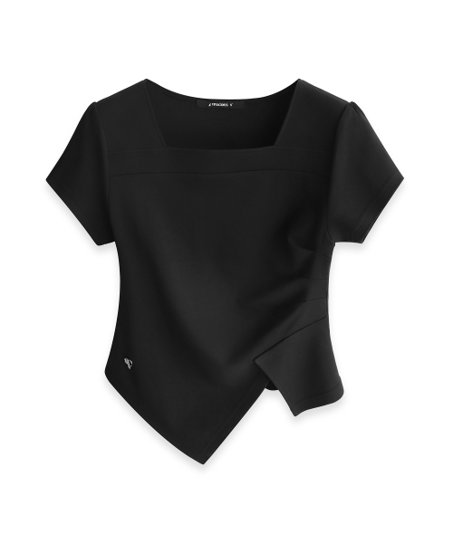 Elegant Side Tuck Short T-shirt BLACK
