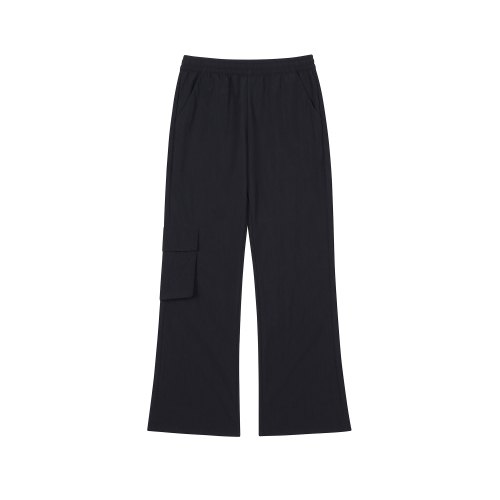 SEMI FLARED NYLON CAGO PANTS(Black)