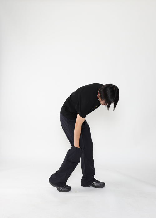 SEMI FLARED NYLON CAGO PANTS(Black)
