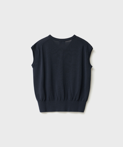 w. Layer Silk Knit Vest (Dark Navy)
