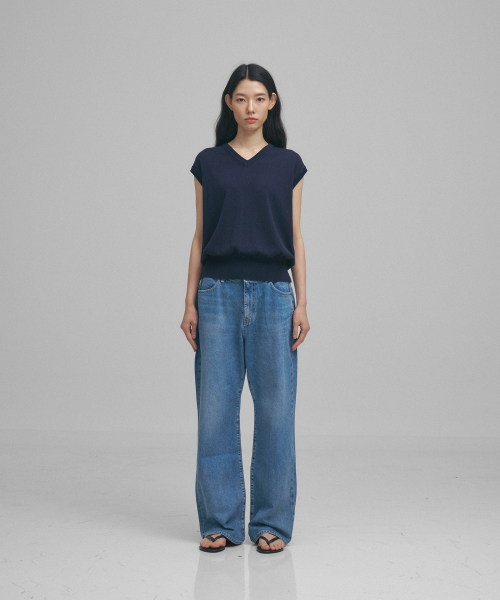 w. Layer Silk Knit Vest (Dark Navy)