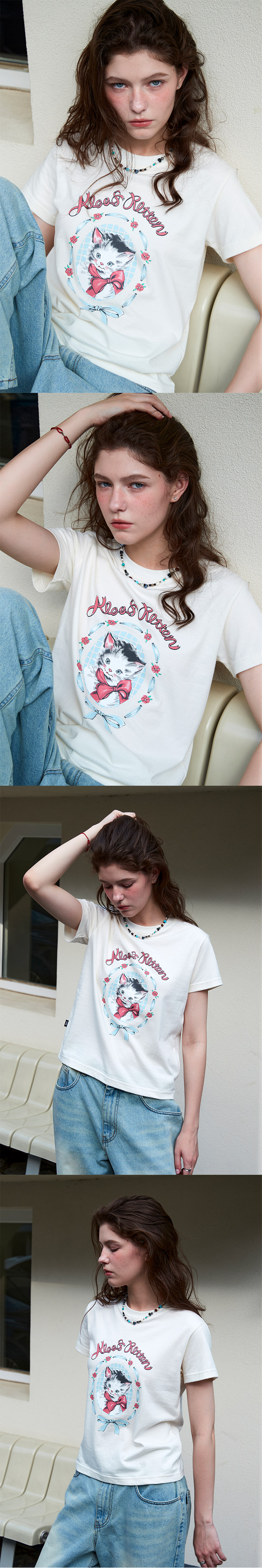 [CPGN STUDIO]★25SS★ALOOF CAT CROP SHORT SLEEVE T-SHIRT MUSINSA | CPGN STUDIO Aurup Cat Crop Short Sleeve T-Shirt Cream