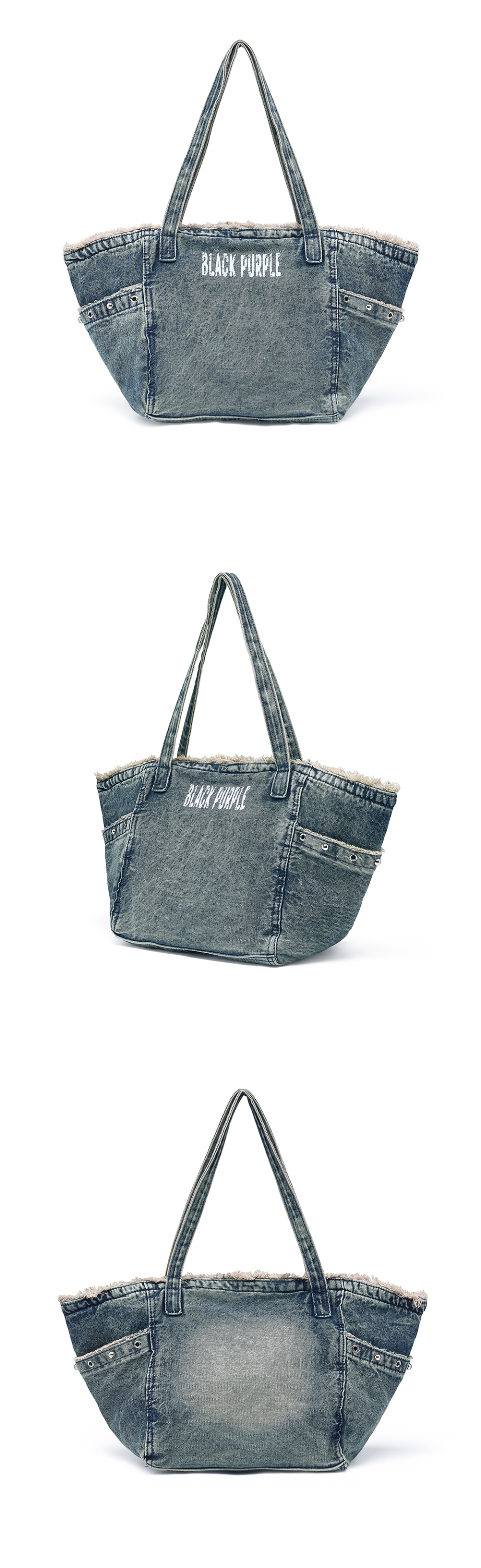 【BLACKPURPLE】25SS★ Denim Fringe Shoulder Bag MUSINSA | BLACK PURPLE Denim Fringe Shoulder Bag