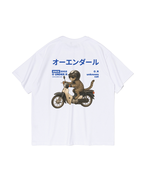Оверсайз футболка RIDING BIKE CAT (White)