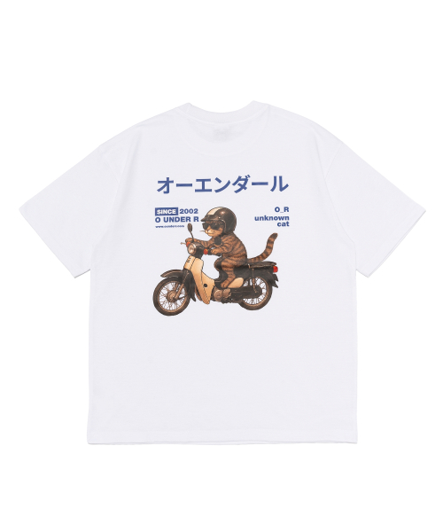 Оверсайз футболка RIDING BIKE CAT (White)