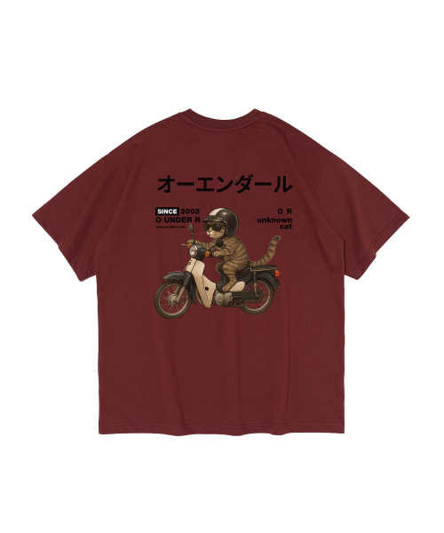 Оверсайз футболка RIDING BIKE CAT (Wine)