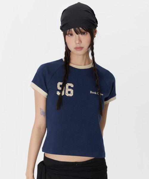 96 Dot Ringer Top - Navy
