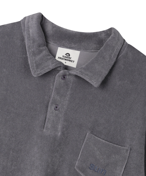 TERRY COLLAR TEE NAVY