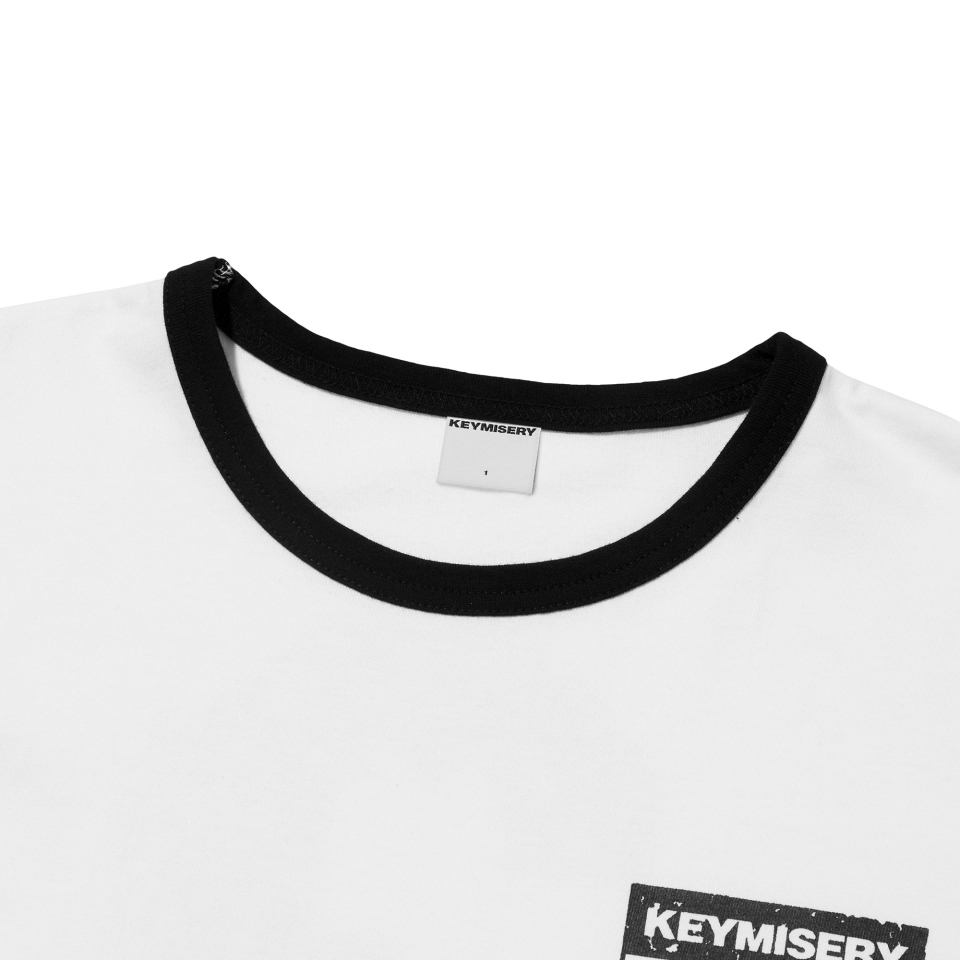 【KEYMISERY】Crow Key's Crop Ringer T-Shirt リンガー Tシャツ クロウキーズクロップリンガーTシャツ (ブラック) - KEYMISERY
