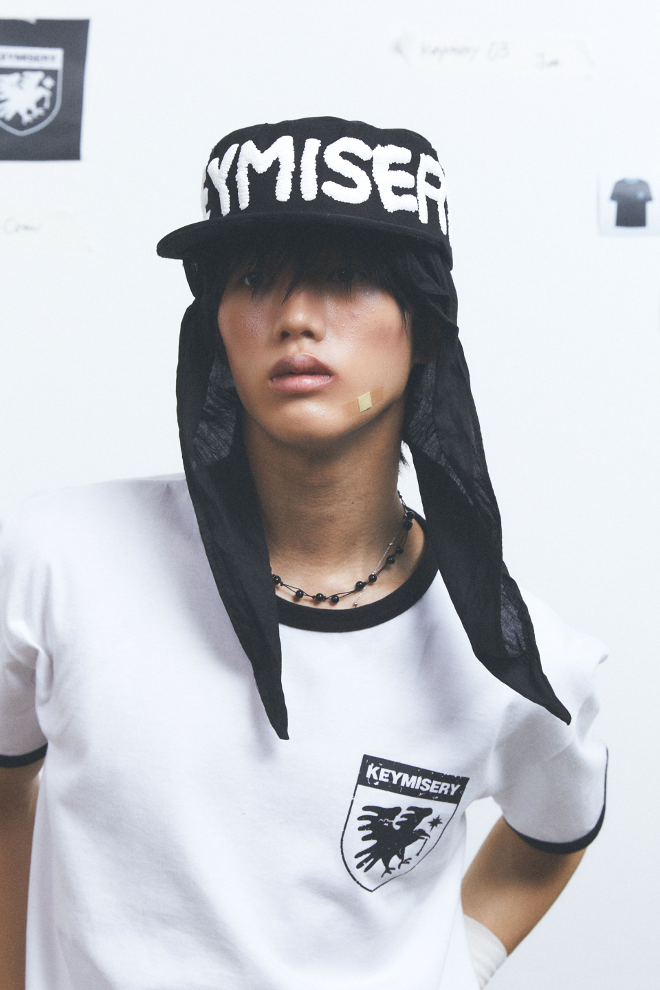 【KEYMISERY】Crow Key's Crop Ringer T-Shirt リンガー Tシャツ クロウキーズクロップリンガーTシャツ (ブラック) - KEYMISERY