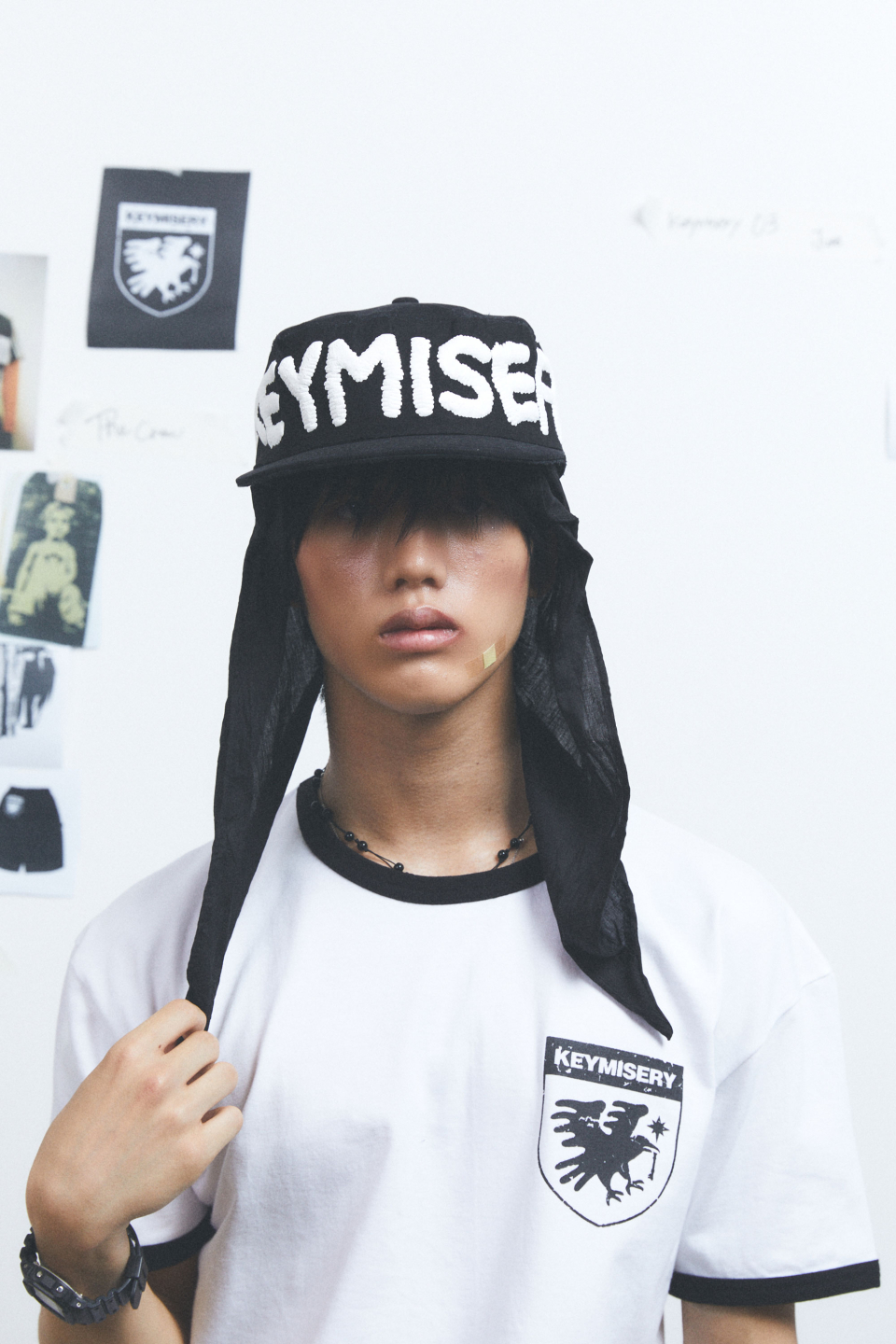 【KEYMISERY】Crow Key's Crop Ringer T-Shirt リンガー Tシャツ Crow Key's Crop Ringer T-Shirt (White) - keymisery