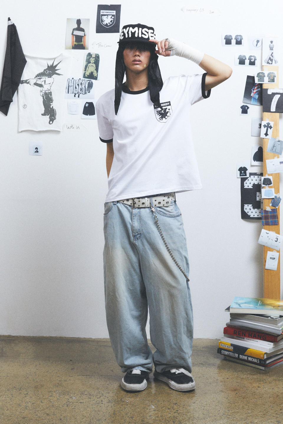 【KEYMISERY】Crow Key's Crop Ringer T-Shirt リンガー Tシャツ クロウキーズクロップリンガーTシャツ (ブラック) - KEYMISERY