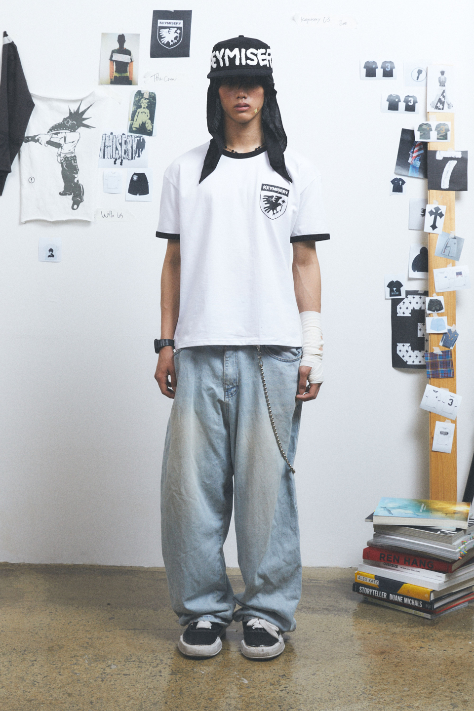 Crow Key's Crop Ringer T-Shirt (White) - keymisery