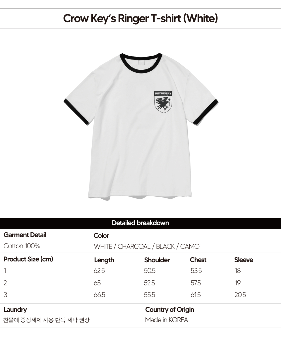MUSINSA公式 | KEYMISERY Crow Kiss Crop Ringer T-Shirt (White)