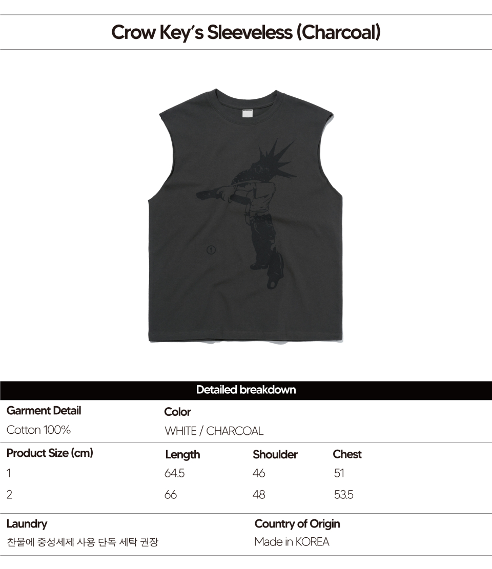 Crow Key's Crop Sleeveless (Charcoal) - keymisery