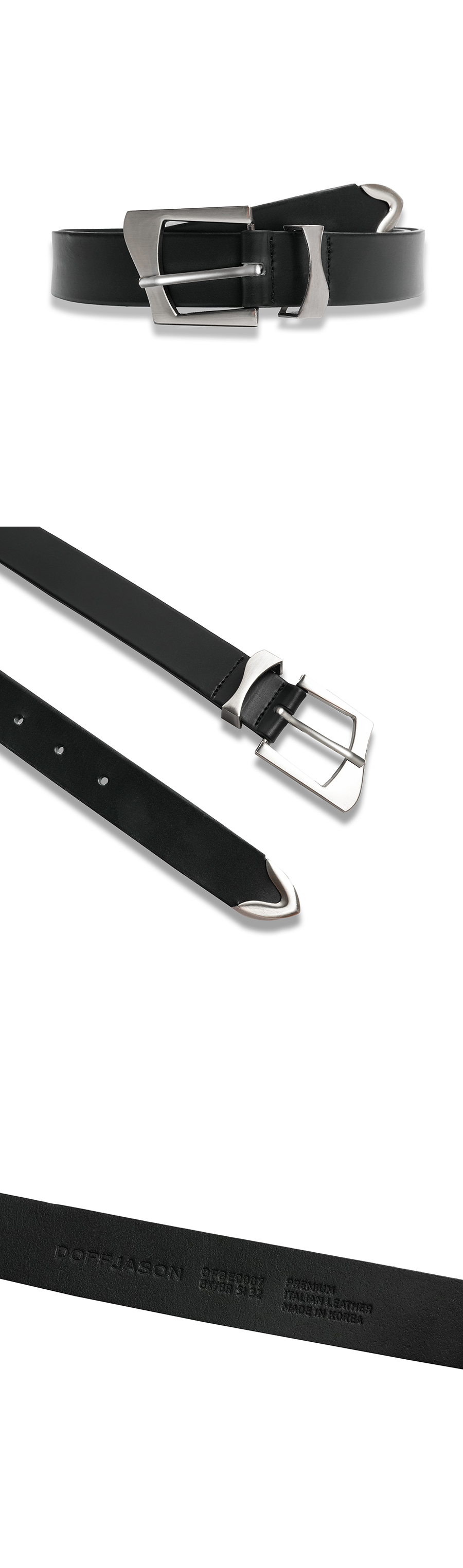 MUSINSA | DOFFJASON Cowhide Flowing Hard Leather Belt BLACK