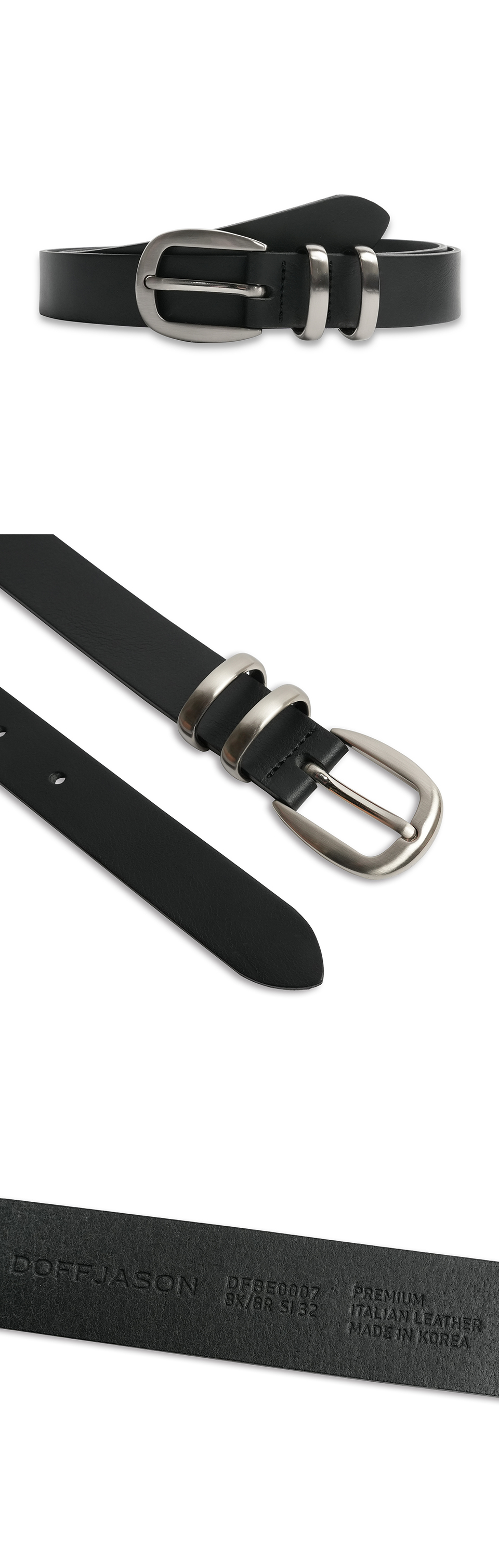 ●DOFFJASON● Cowhide Double Loop Belt BLACK DJCBT002BLK MUSINSA | DOFFJASON Cowhide Double Loop Belt BLACK