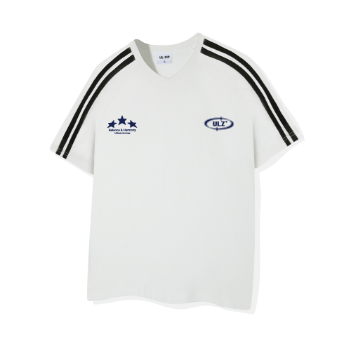 Sporty Synergy Woman Overfit Track V-neck Short Sleeve T-shirt 4 Color [ULZV_5609]