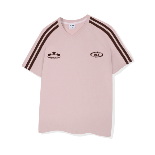 Sporty Synergy Woman Overfit Track V-neck Short Sleeve T-shirt 4 Color [ULZV_5609]