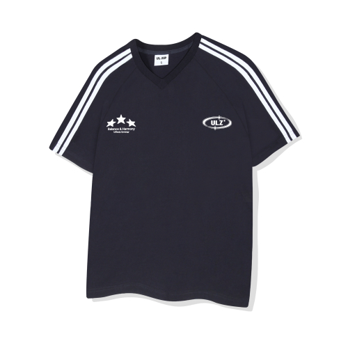 Sporty Synergy Woman Overfit Track V-neck Short Sleeve T-shirt 4 Color [ULZV_5609]