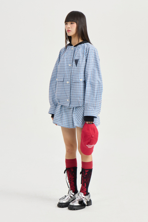 Collar Check Button Jumper (blue) LFUAM25405BUX